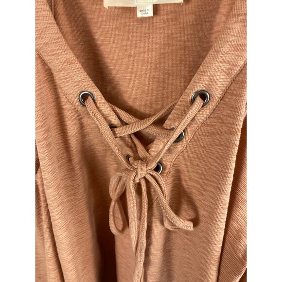 JOA Lace Up Cold Shoulder Sweatshirt Orange Size Large - Picture 3 of 8